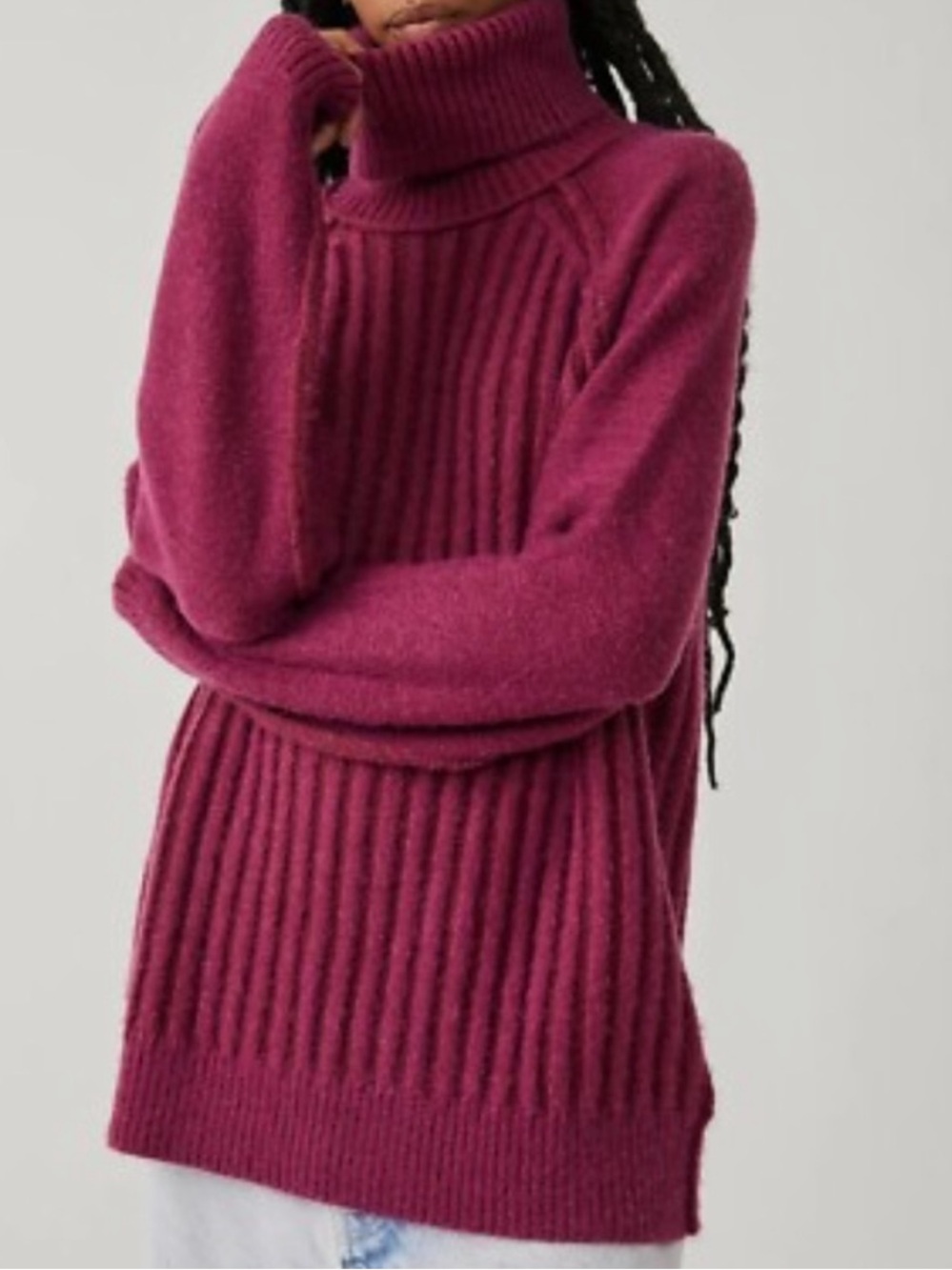 Free people Big City Turtleneck Sweater Mulberry Garnet